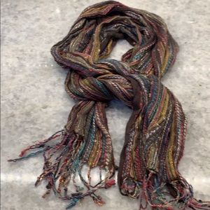 Fun & funky 60” multicolor, gold & silver scarf